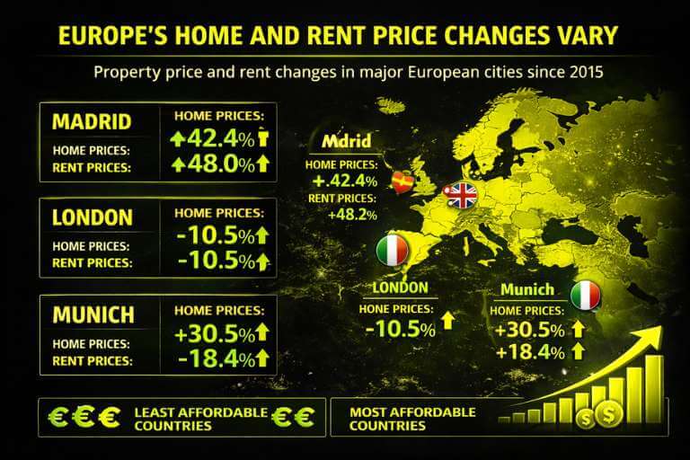Europe’s Home and Rent Price Changes Vary