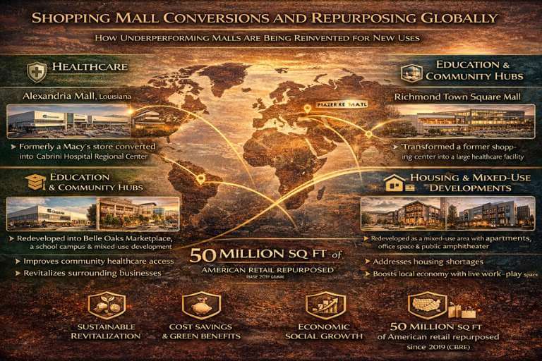 Shopping Mall Conversions and Repurposing Globally