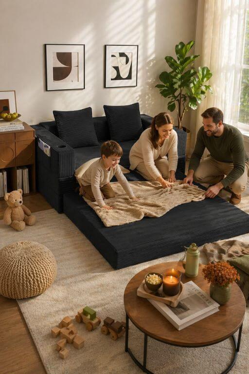 3. COMAX Convertible Sofa Bed – Smart Design for Guests and Versatility