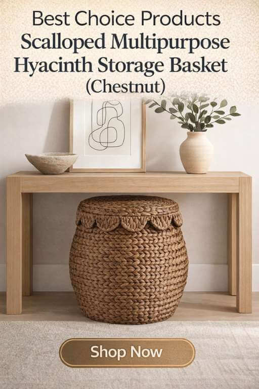 Best Choice Products Scalloped Multipurpose Hyacinth Storage Basket (Chestnut)