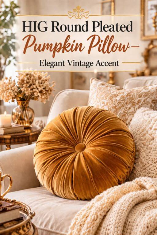 HIG Round Pleated Pumpkin Pillow – Elegant Vintage Accent