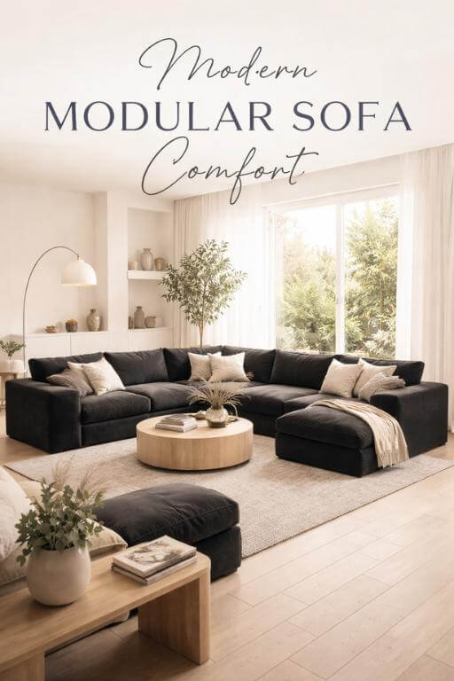 KKL Modular Sectional Couch for Living Room – U-Shaped Corduroy Sleeper Sofa