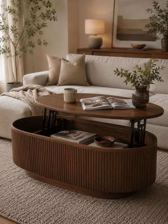 Kitstorack C-Shaped Adjustable TV Tray Table — Flip-Top Sofa Side Table
