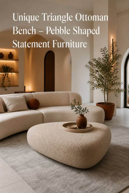 UIXE 44 Pebble-Shaped Triangle Ottoman Bench — Chenille Beige