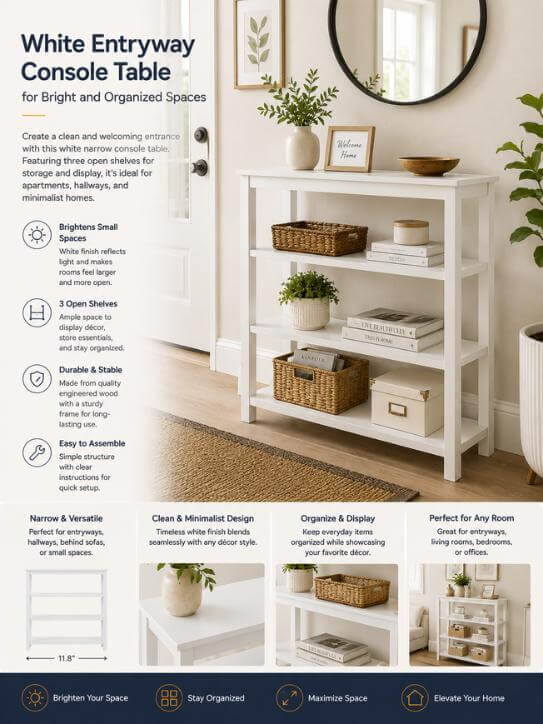 Huuger Height Adjustable Behind Couch Table